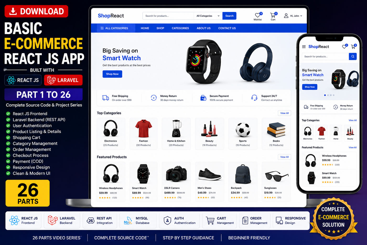Basic E-commerce Reactjs App (Part 1 to 26)