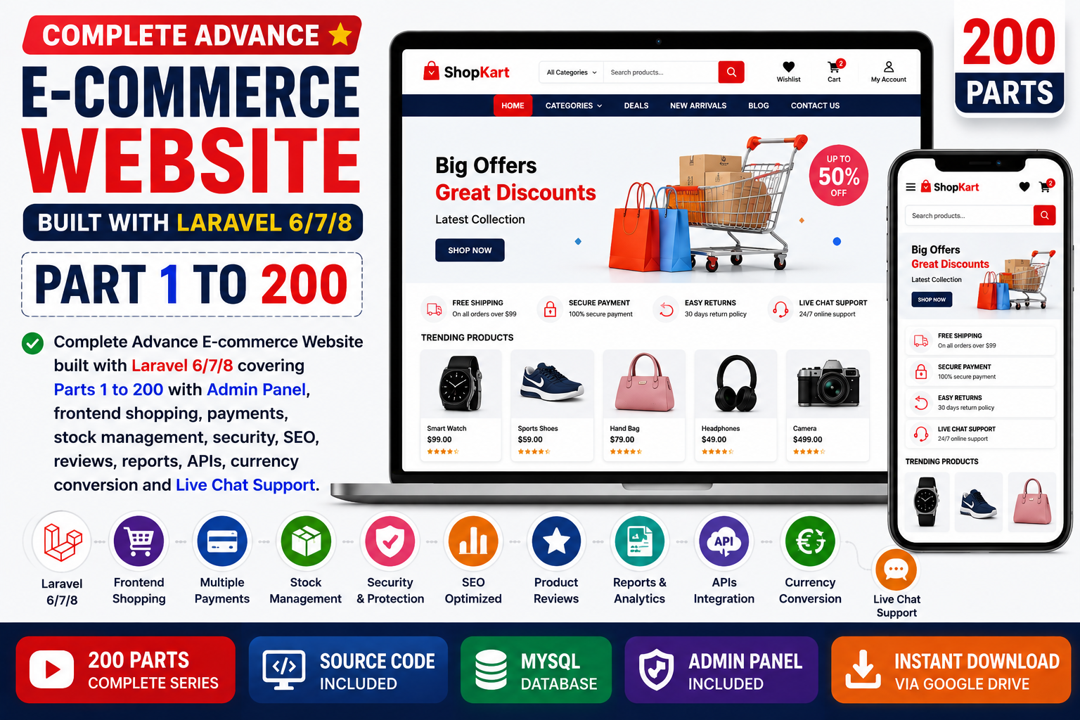 Advance E-commerce Website in Laravel 6/7/8 (Part 1 to 200)