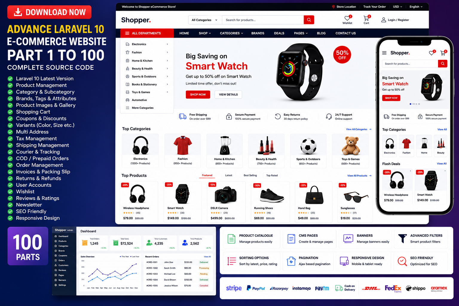 Advance E-commerce Website in Laravel 10 (Part 1 to 100)