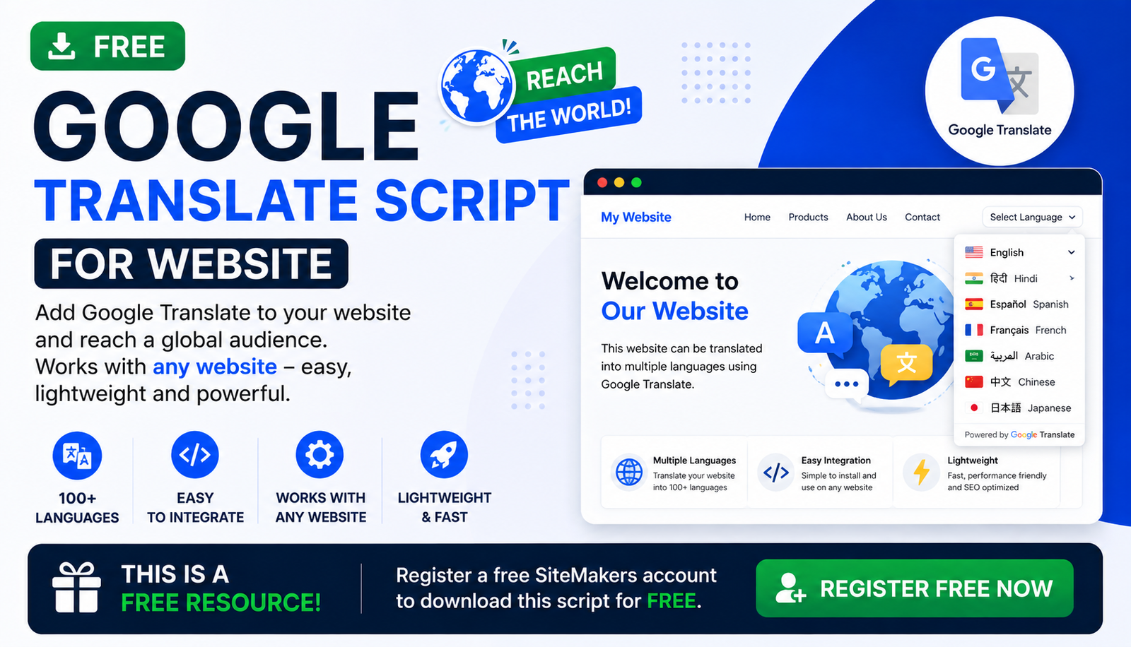 Google Translate Script for Website (Use with any Website)